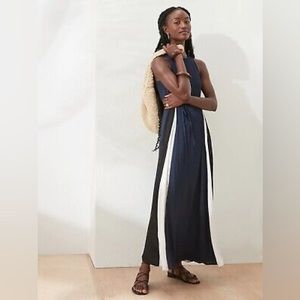 Banana Republic Factory Color Block Panel Maxi Dress, NAVY